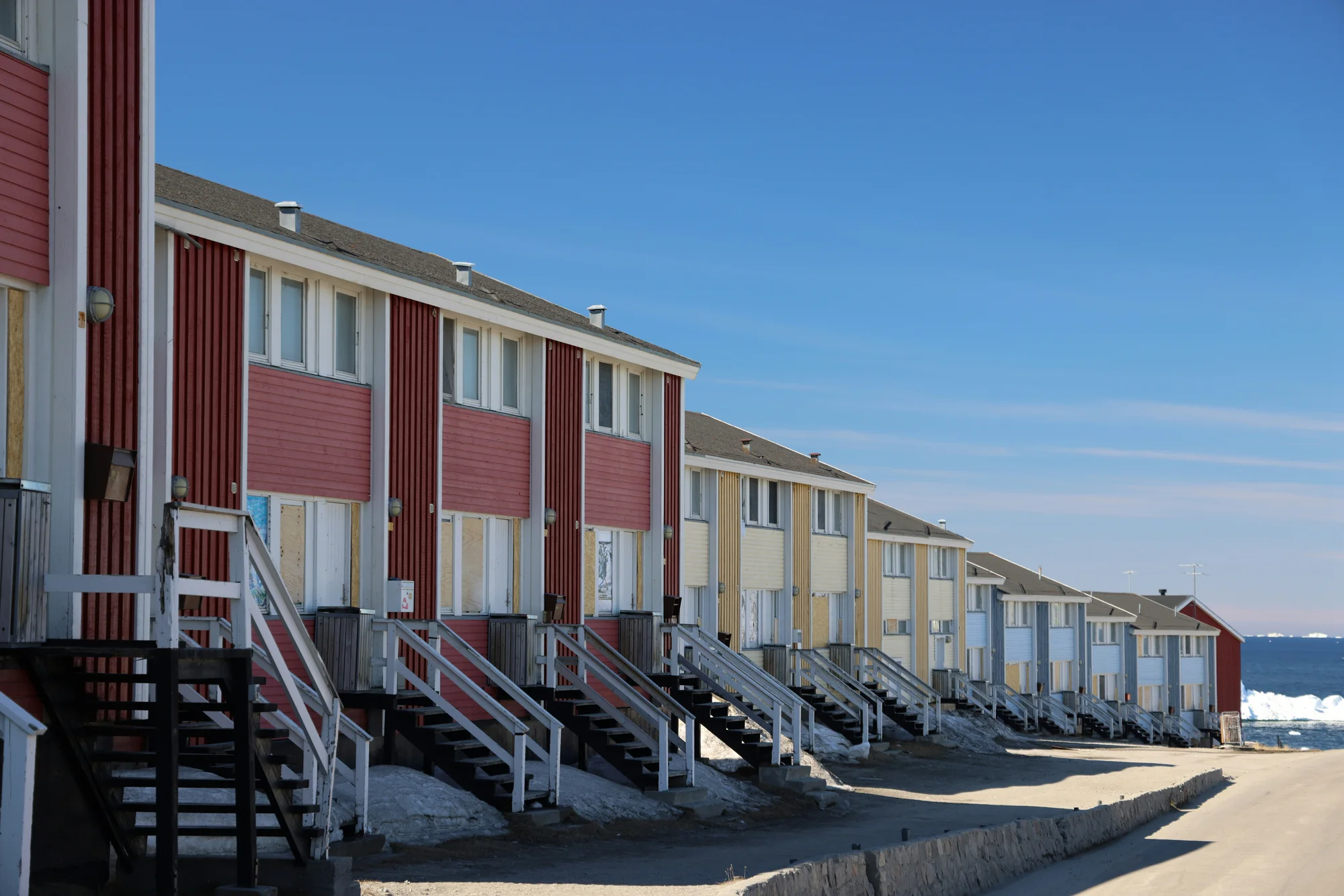 A row of colorful homes in Ilulissat